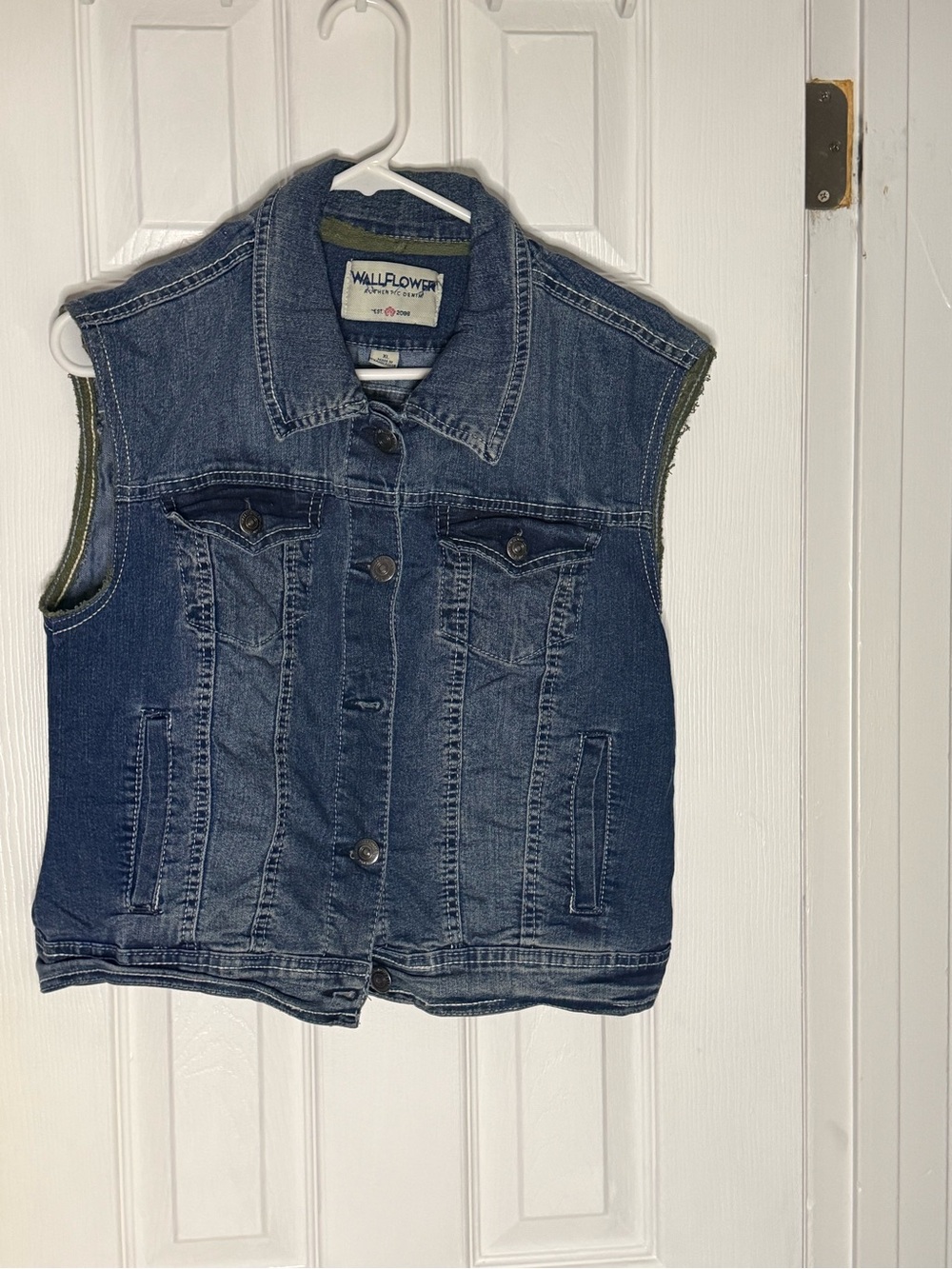 Wallflower Dark Blue Denim Sleeveless Jean Jacket